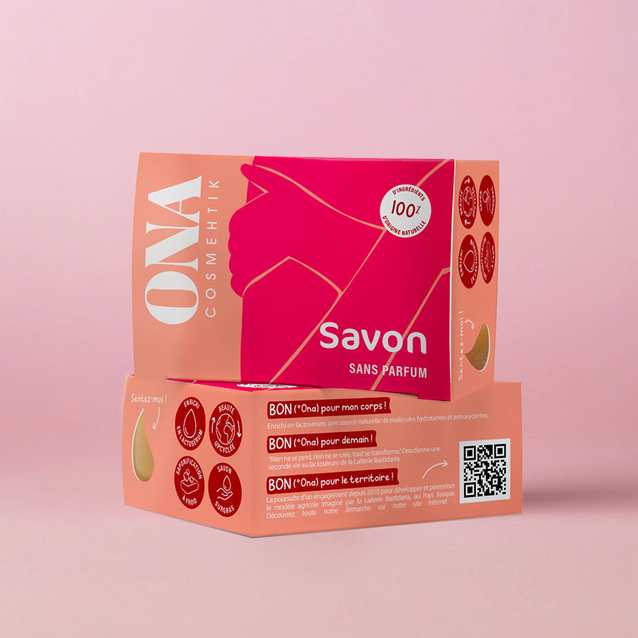Savon solide doux sans parfum de la marque ONA COSMEHTIK
