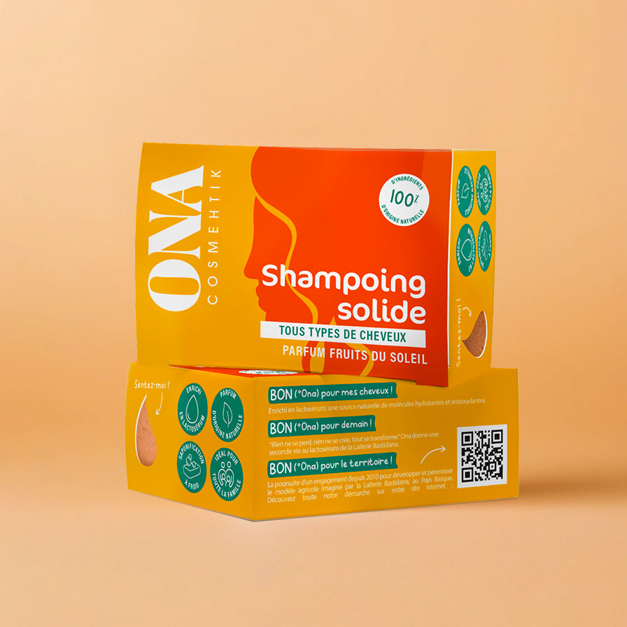 Shampoing solide parfum fruits du soleil de la marque ONA COSMEHTIK